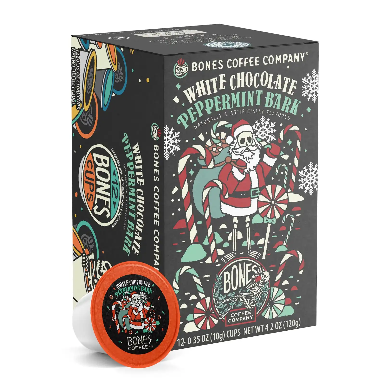 White Chocolate Peppermint Bark Bones Cups - 12 Count