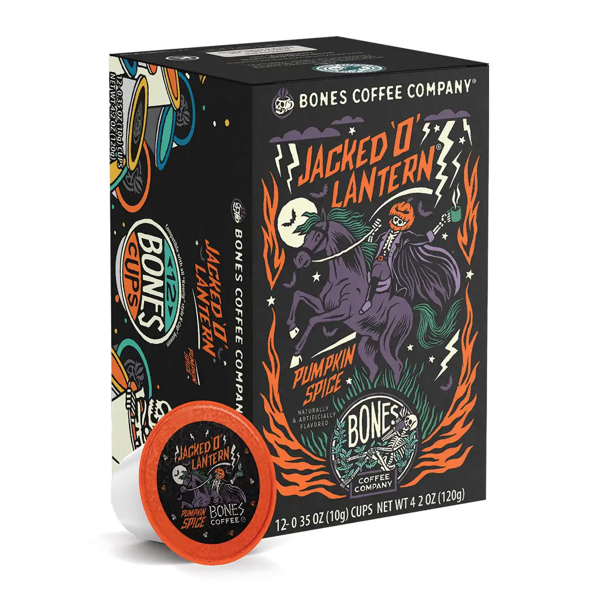 Jacked O' Lantern Bones Cups - 12 Count