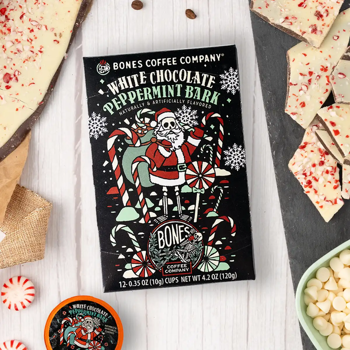 Alternative view of White Chocolate Peppermint Bark Bones Cups - 12 Count